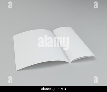 Blank white unfolded A4 paper crumpled. 3d rendering. Stock Photo