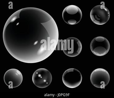 Transparent bubbles set, realistic style Stock Vector