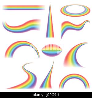 Rainbows in different shape realistic set Stock Vector