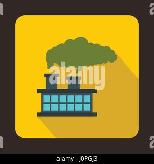 Factory building with smoking pipes icon Stock Vector
