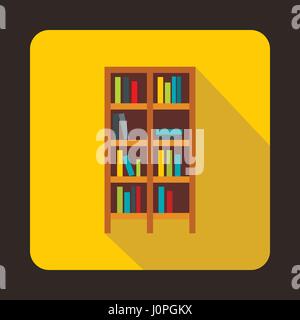 Bookcase icon in flat style Stock Vector