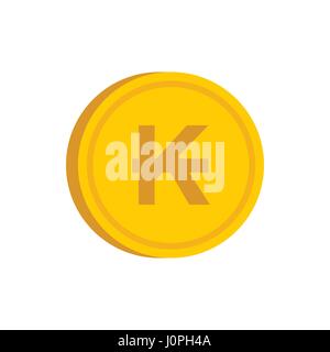 Gold coin with lao kip sign icon, flat style Stock Vector