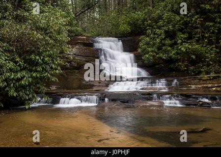 Stonewall Creek Falls are located in Tiger, GA just south of Clayton, GA.  The falls are approximately 20 feet in height.  Water levels are looking better in northern GA over the last couple of weeks. Stock Photo