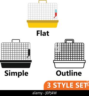 Cage for birds icons set Stock Vector