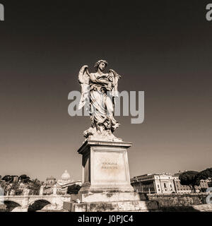 Angel with the Whips on the Ponte Sant Angelo in Rome, Italy Stock Photo