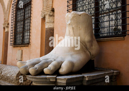 Foot of a gigantic statue of Emperor Constantine in the Palazzo dei Conservatori at the Capitoline Museums, Rome, Italy, Europe Stock Photo