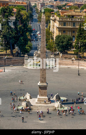 View from the Pincio to the Piazza del Popolo with the foot of the obelisk, Rome, Italy, Europe Stock Photo