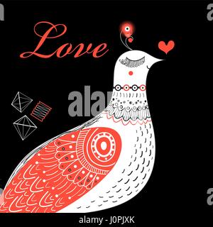 Bright greeting card happy to Valentines Day with love birds Stock Vector