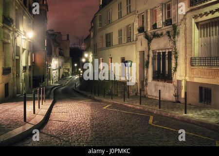 Rue Cortot at night. Paris. France. Stock Photo