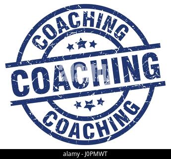 coaching blue round grunge stamp Stock Vector