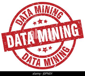 data mining round red grunge stamp Stock Vector
