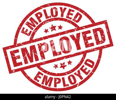 employed round red grunge stamp Stock Vector