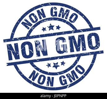 non gmo blue round grunge stamp Stock Vector