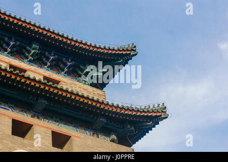 horizontal shot of Zhengyangmen Gate (Qianmen) located at the south of Tiananmen Square in Beijing, China in sunny day Stock Photo