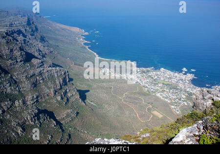 Aerial view Camps Bay and coastline from Table Mountain Cape Town South Africa Stock Photo