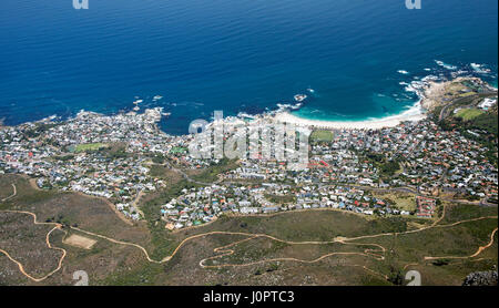 Aerial view Camps Bay from Table Mountain Cape Town South Africa Stock Photo