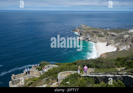 Top view visitors at lookouts and beach Cape Point Cape of Good Hope South Africa Stock Photo