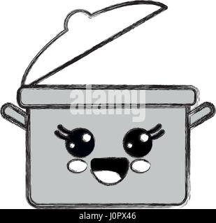 silhouette kawaii nice happy cooking pot Stock Vector Image & Art - Alamy