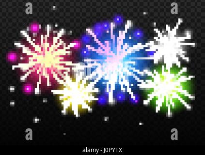 Vector Fireworks Set with transparency Stock Vector