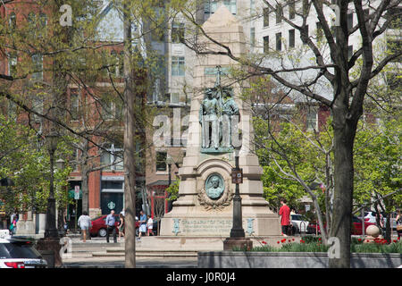 Civil War memorial to the Grand Army of the Republic on a warm spring day Market Square in the Penn Quarter neighborhood of Washington, DC. Stock Photo