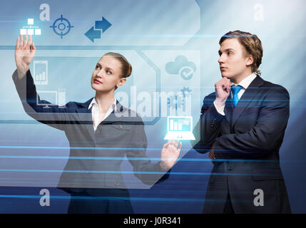 Businesspeople using modern technologies Stock Photo