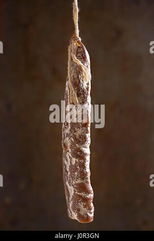 Fuet catalan - Cured pork sausage Stock Photo