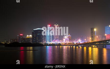 Skyline of Macau city at Nam Van Lake Stock Photo