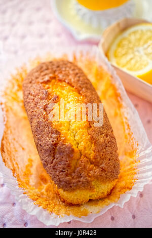 Lemon drizzle loaf cake Stock Photo
