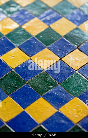 Blue green yellow mosaic tiles Stock Photo