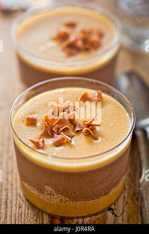 Sea salted caramel and belgian chocolate mousse Stock Photo