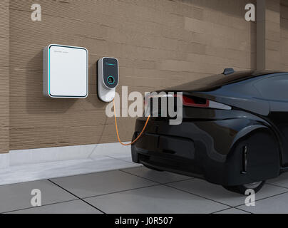 Electric vehicle charging station for home.  3D rendering image. Stock Photo