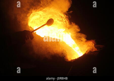 Molten metal Pouring - Foundry Stock Photo