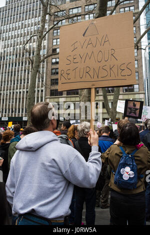 New York, USA. 15th April, 2017. Protesters gather in New York City calling on President Trump to release his personal tax returns on the date citizens are traditionally required to file taxes in the United States. Credit: Matthew Cherchio/Alamy Live News Stock Photo