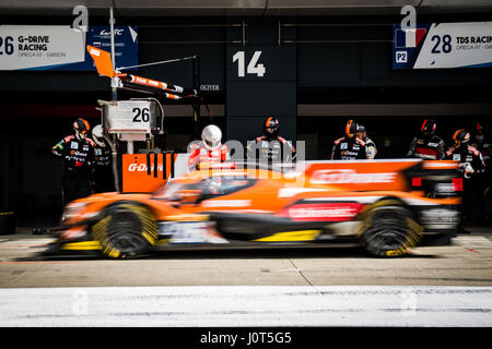 Towcester, Northamptonshire, UK. 16th Apr, 2017. FIA WEC racing team G-Drive Racing the 6 Hours of Silverstone of the FIA World Endurance Championship Autograph session at Silverstone Circuit Credit: Gergo Toth/Alamy Live News Stock Photo