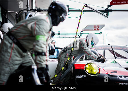 Towcester, Northamptonshire, UK. 16th Apr, 2017. FIA WEC racing team Porsche GT Team during the 6 Hours of Silverstone of the FIA World Endurance Championship Autograph session at Silverstone Circuit Credit: Gergo Toth/Alamy Live News Stock Photo