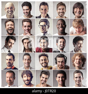 Collage of 25 men's portraits Stock Photo