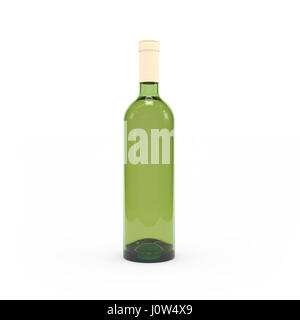 Wine bottle isolated 3d rendering on white background Stock Photo