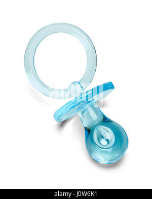 SIngle Blue Baby Pacifier Isolated on White Background. Stock Photo