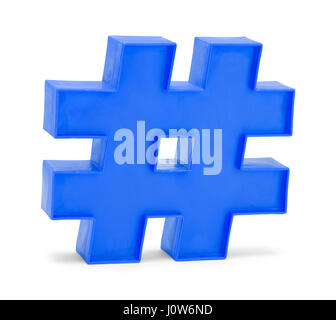 Blue Hashtag Symbol Isolated on White Background. Stock Photo