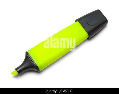 Yellow Highlighter with Cap on End Isolated on White Background. Stock Photo