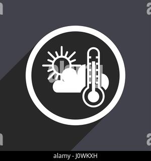 Weather forecast flat design white vector web icon on gray background with shadow in eps10. Stock Vector