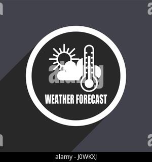 Weather forecast flat design white vector web icon on gray background with shadow in eps10. Stock Vector