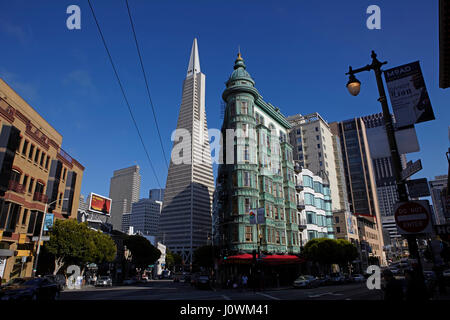 Financial district and Transamerica Pyramid in San Francisco, California, USA Stock Photo