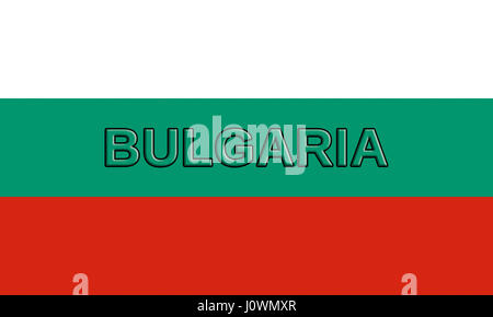 Illustration of the national flag of Bulgaria with the country on the flag Stock Photo