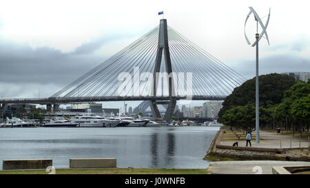 Sydney ANZAC bridge for road and rail transport over water in Australia Stock Photo