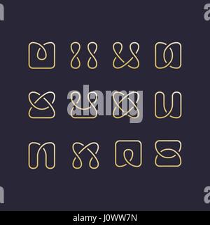 Celtic knots inspired vector logos collection. Irish pattern, ornament, simple elements on dark background Stock Vector