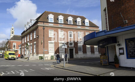 Ambulance outside Job Centre, Fairfield Road, Braintree, Essex Stock Photo