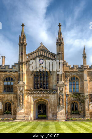 Cambridge, UK - March 27, 2016: The entrance of the Corpus Christ college in cambridge Stock Photo