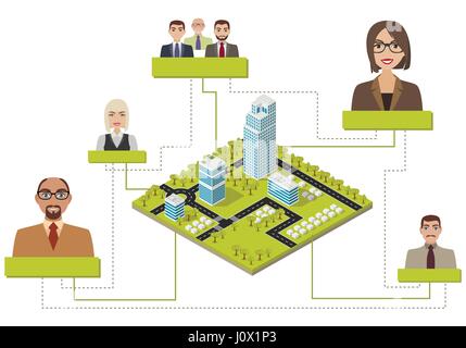 Isometric city infographic Stock Vector