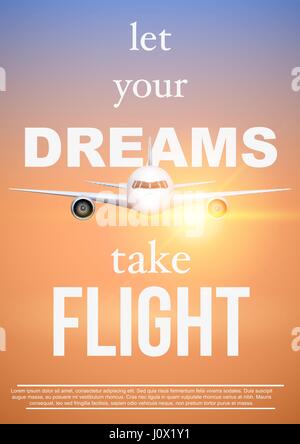 Air travel quotes Let Your DreamsTake Flight Stock Vector